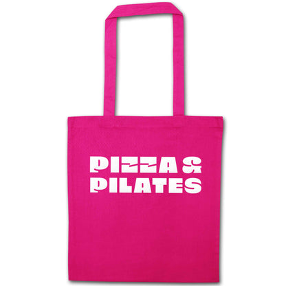 Pizza and pilates pink tote bag