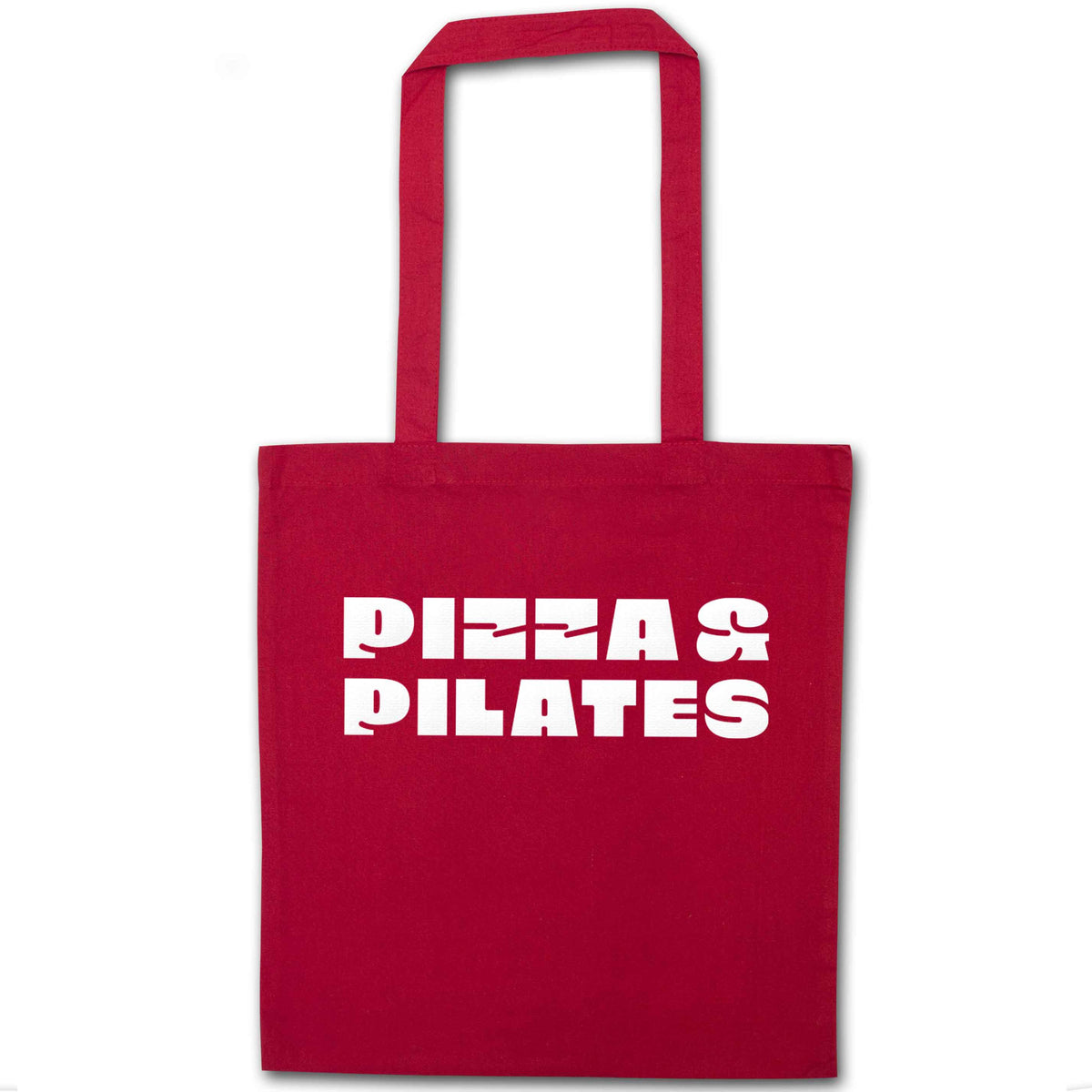 Pizza and pilates red tote bag