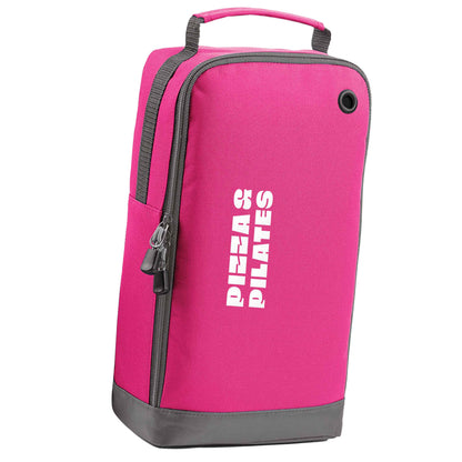 Pizza and pilates pink sports shoe bag horizontal print