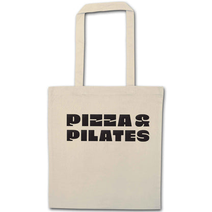 Pizza and pilates natural tote bag