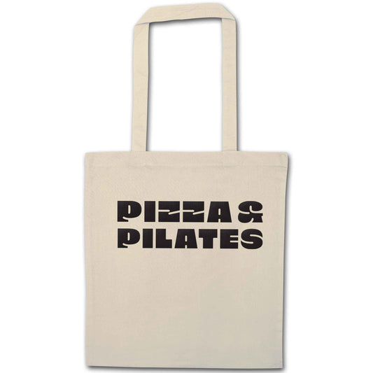 Pizza and pilates natural tote bag