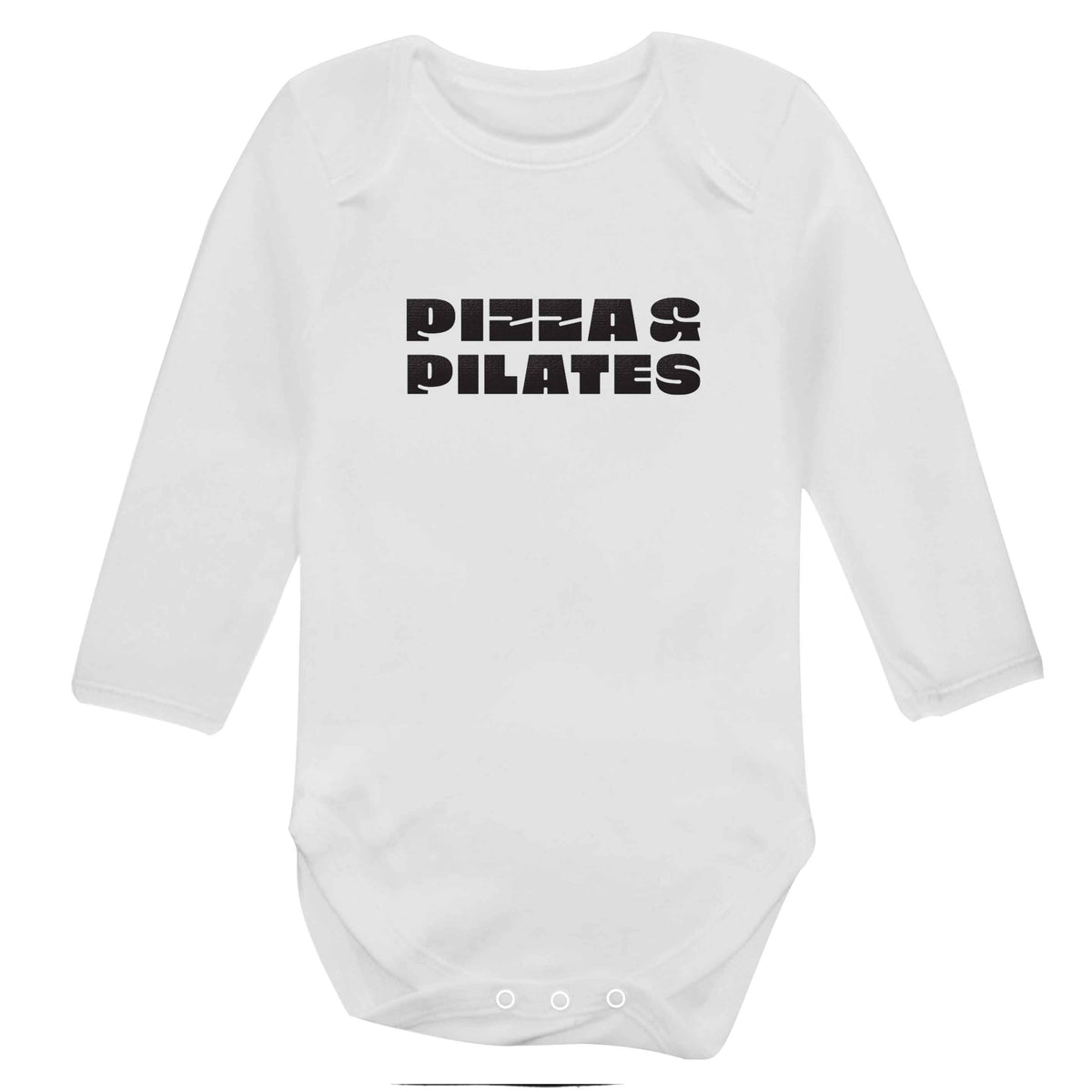 Pizza and pilates baby bodysuit long sleeved white 6-12 months