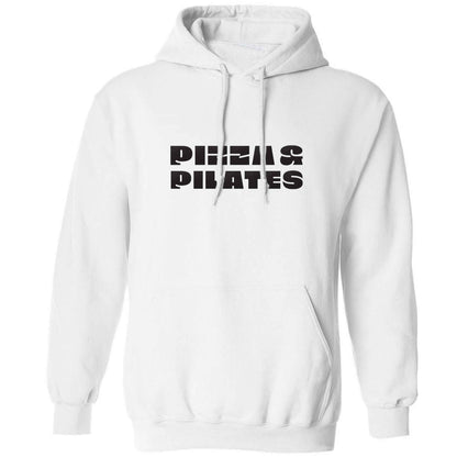 Pizza and pilates adults unisex white hoodie 2XL