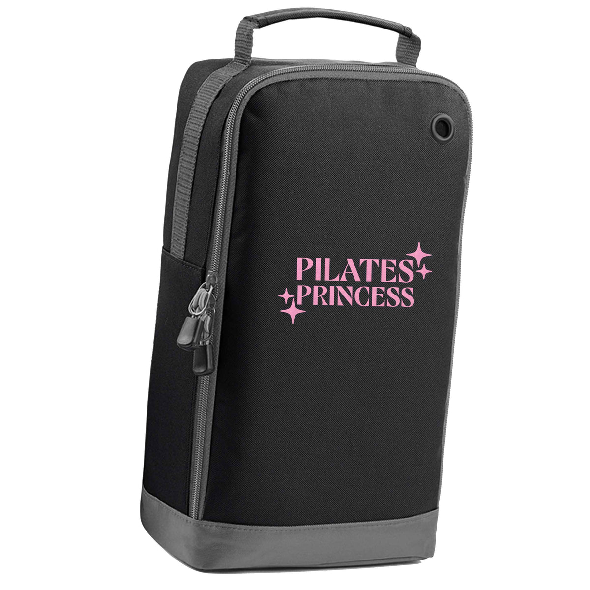 Pilates princess black sports shoe bag vertical print