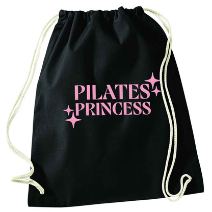 Pilates princess black drawstring bag