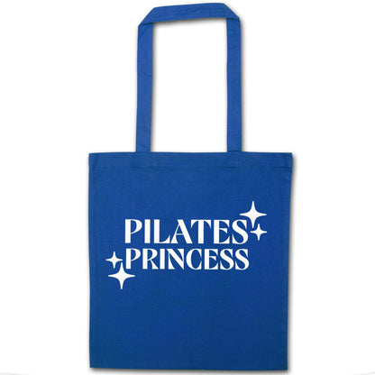 Pilates princess blue tote bag