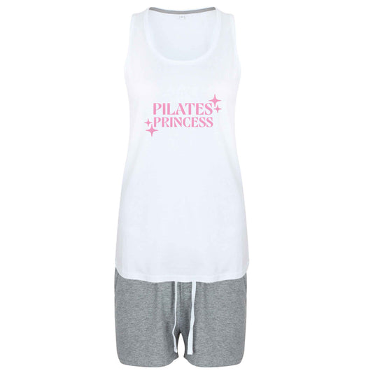 Pilates princess size XL women's pyjama shorts set in pink 