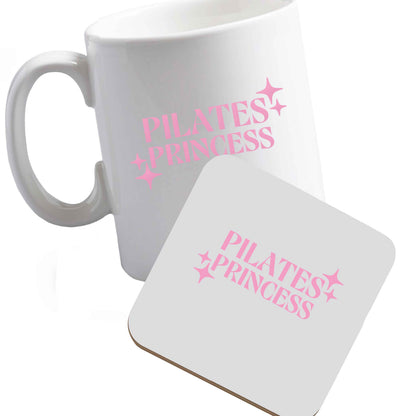 10 oz Ceramic mug and coaster Pilates princess both sides
