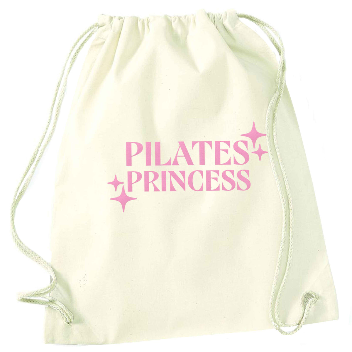 Pilates princess natural drawstring bag