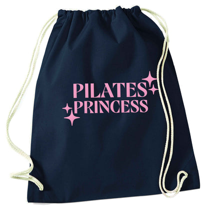 Pilates princess navy drawstring bag