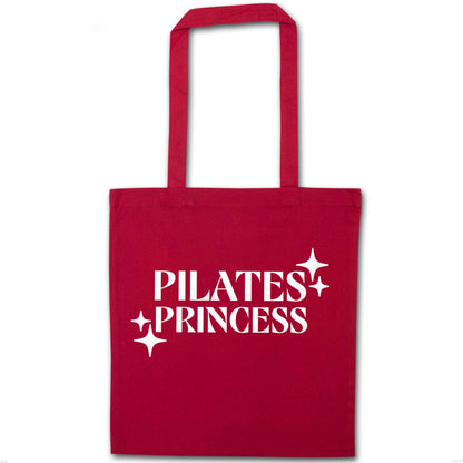 Pilates princess red tote bag