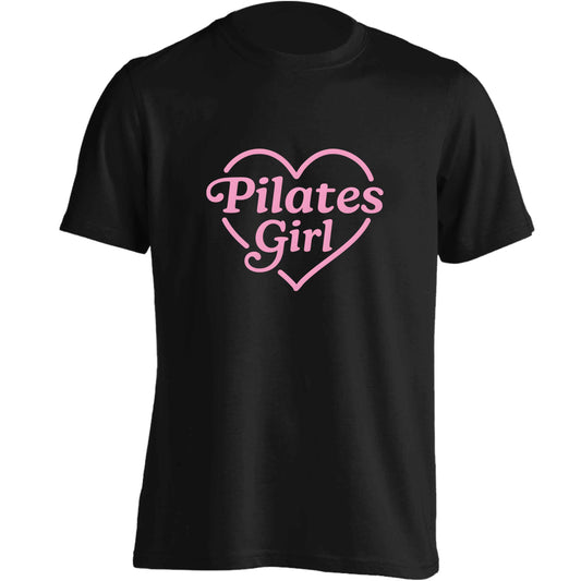 Pilates girl heart design adults unisex black Tshirt 2XL