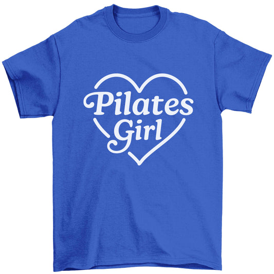 Pilates girl heart design Children's blue Tshirt 12-13 Years