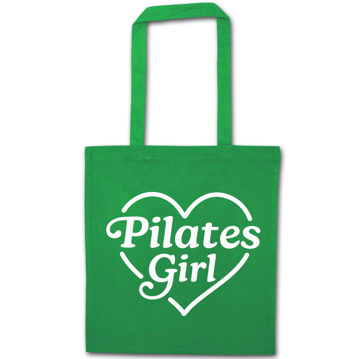 Pilates girl heart design green tote bag
