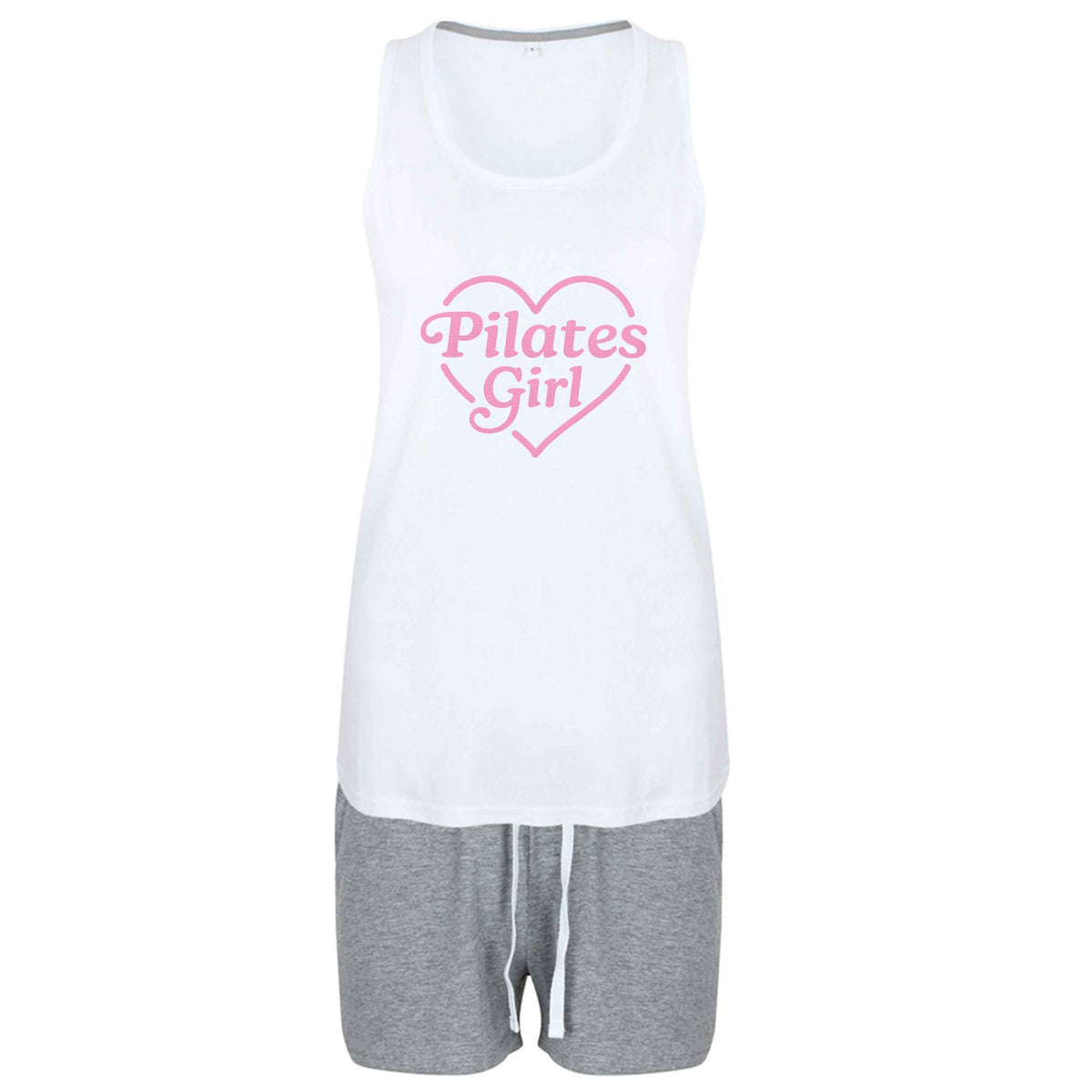 Pilates girl heart design size XL women's pyjama shorts set in pink 