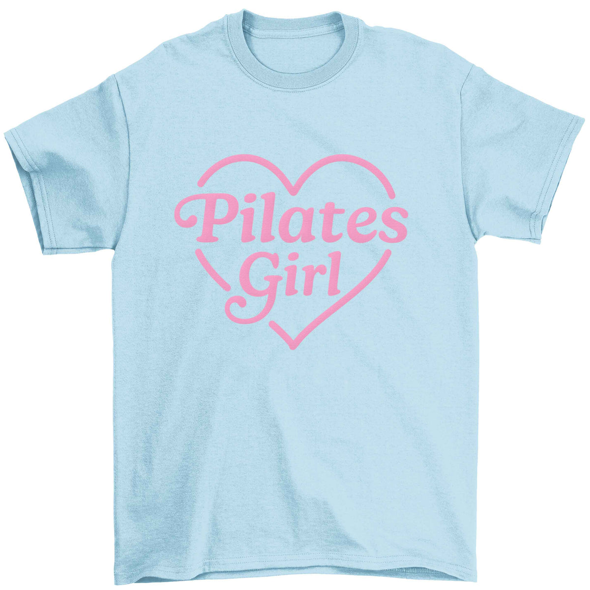 Pilates girl heart design Children's light blue Tshirt 12-13 Years