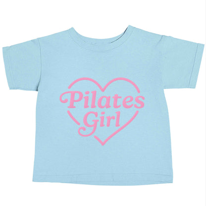 Pilates girl heart design light blue baby toddler Tshirt 2 Years