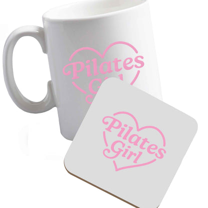 10 oz Ceramic mug and coaster Pilates girl heart design both sides