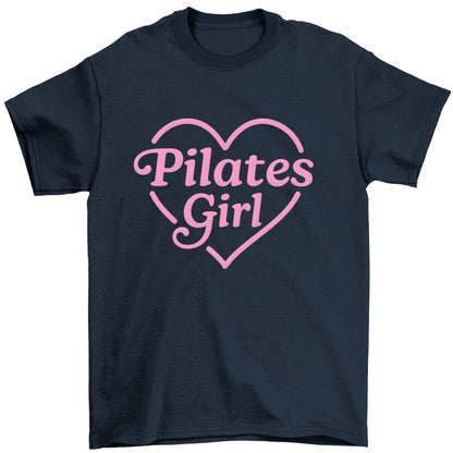 Pilates girl heart design Children's navy Tshirt 12-13 Years