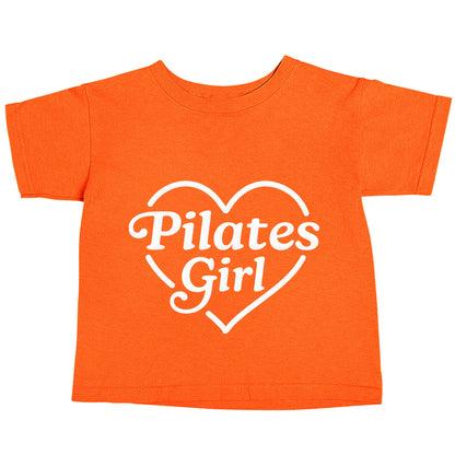 Pilates girl heart design orange baby toddler Tshirt 2 Years