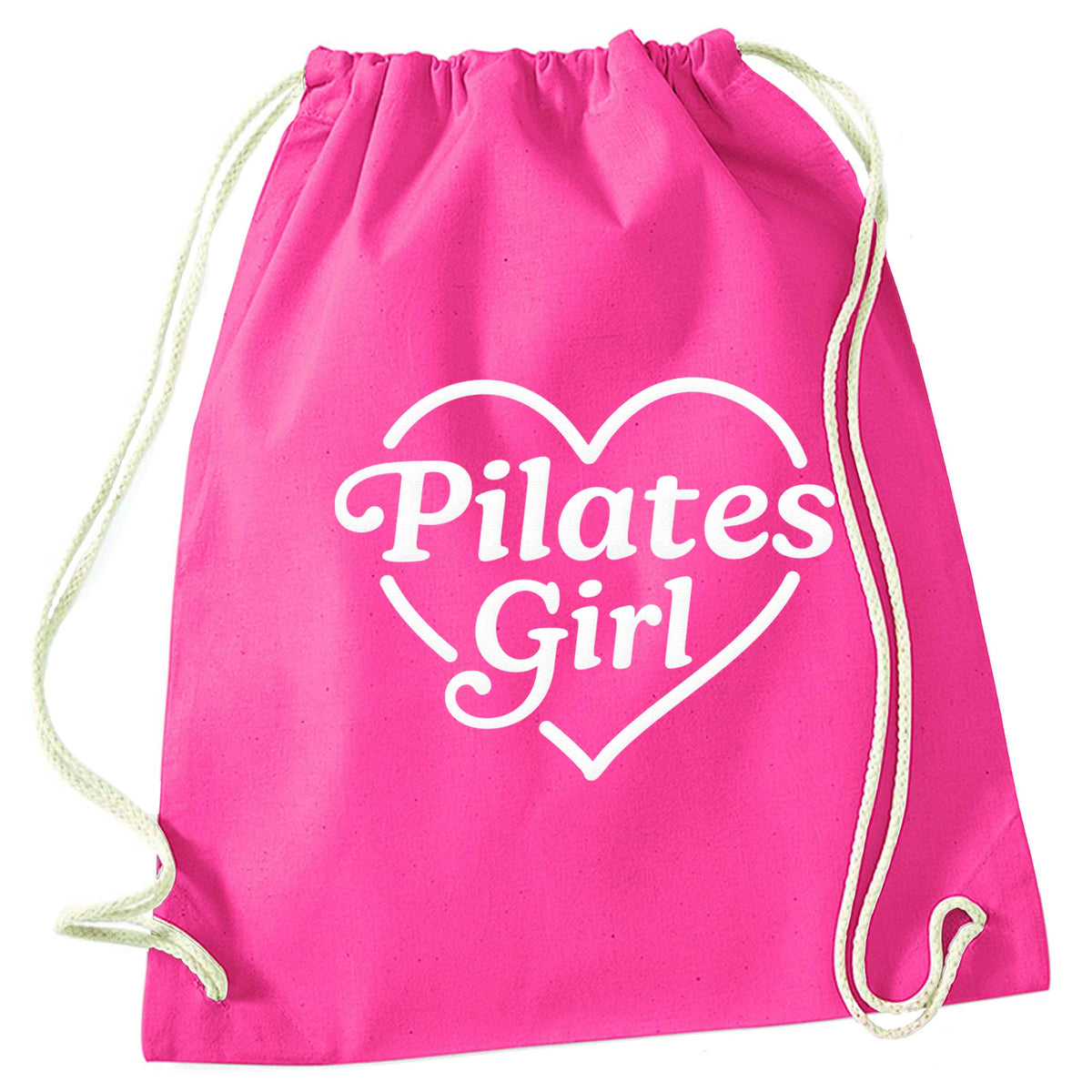 Pilates girl heart design pink drawstring bag