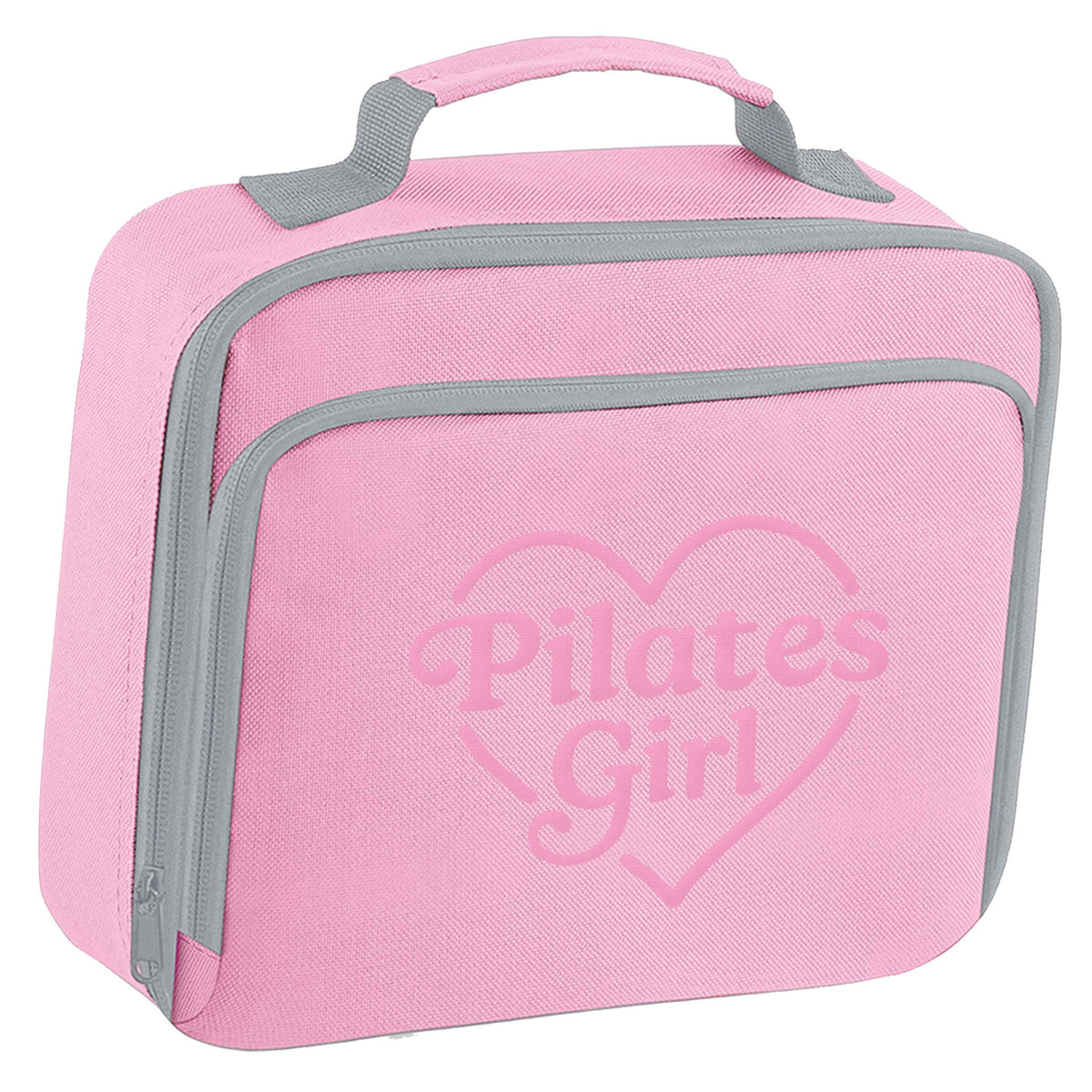 Pilates girl heart design insulated pink lunch bag cooler