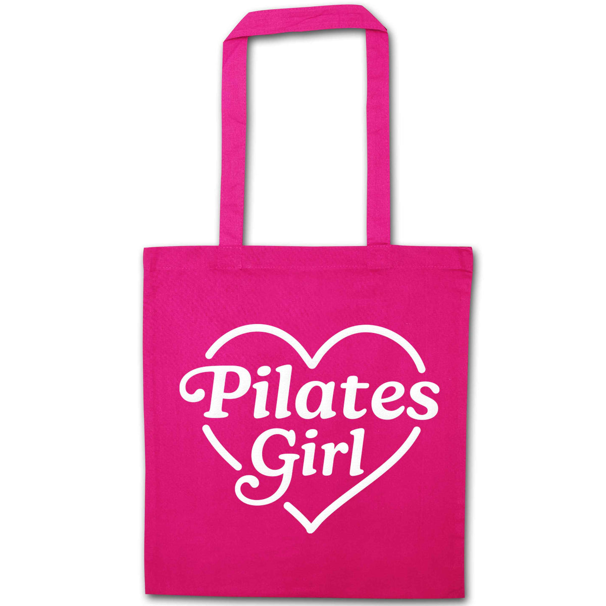 Pilates girl heart design pink tote bag