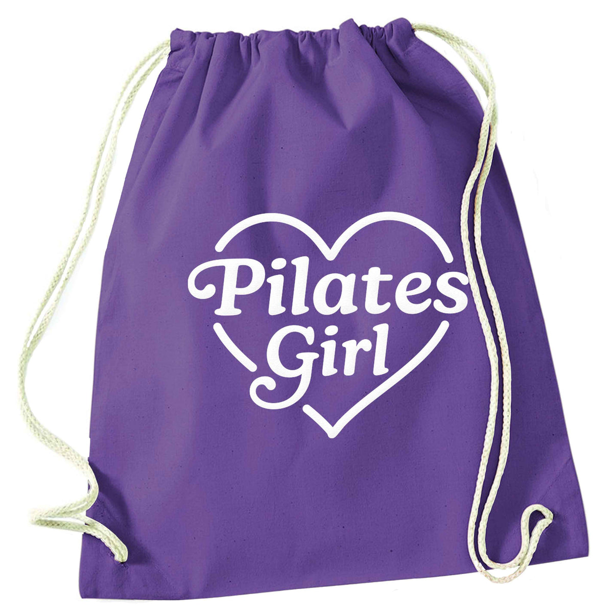 Pilates girl heart design purple drawstring bag