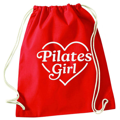 Pilates girl heart design red drawstring bag 