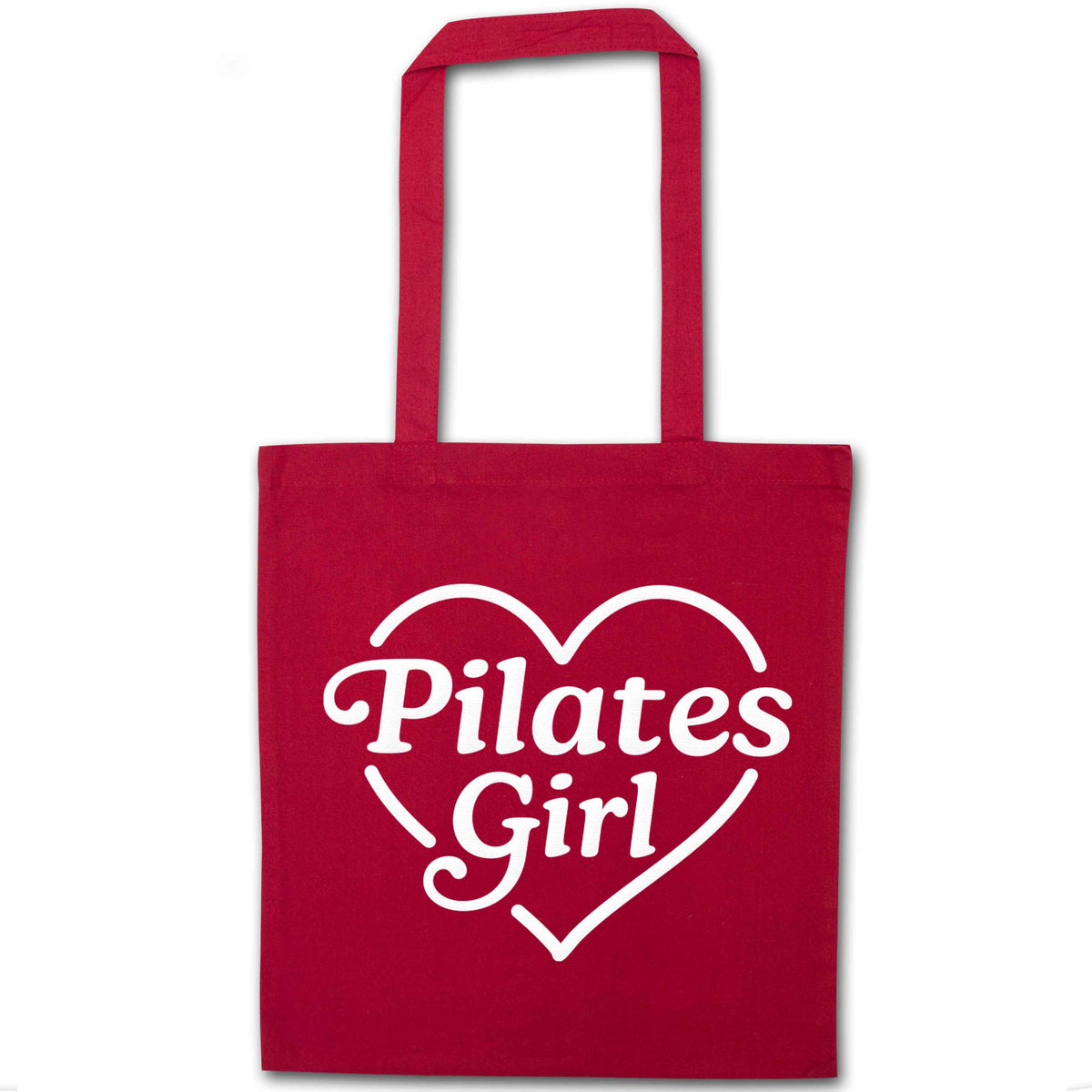 Pilates girl heart design red tote bag
