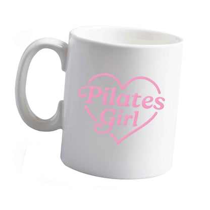 10 oz Pilates girl heart design ceramic mug left sided