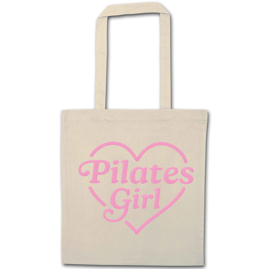 Pilates girl heart design natural tote bag