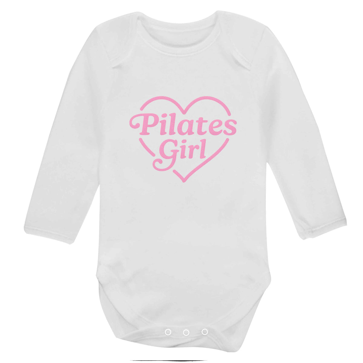 Pilates girl heart design baby bodysuit long sleeved white 6-12 months