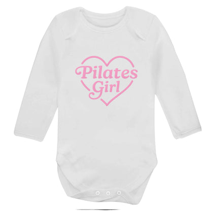 Pilates girl heart design baby bodysuit long sleeved white 6-12 months
