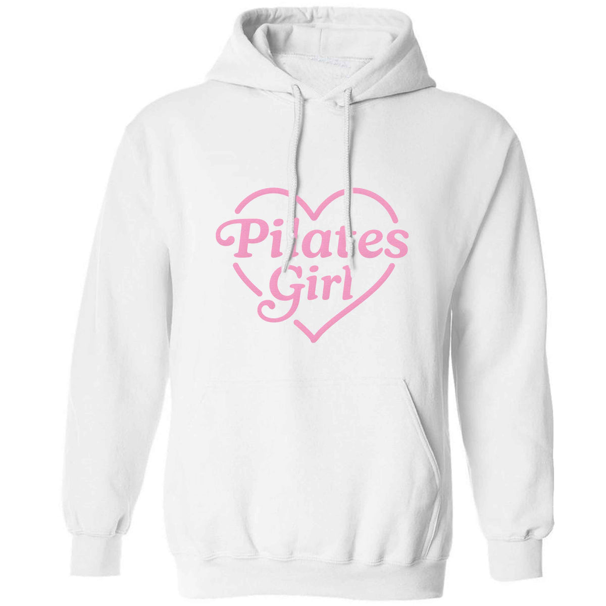 Pilates girl heart design adults unisex white hoodie 2XL