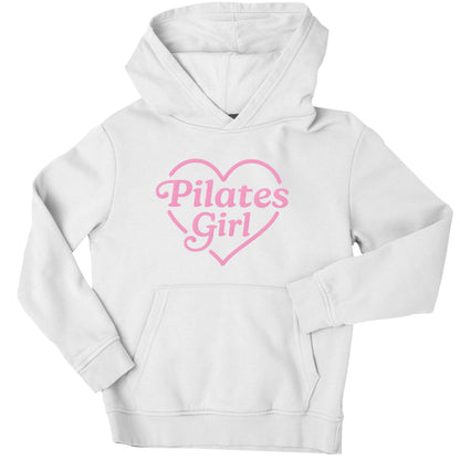 Pilates girl heart design children's white hoodie 12-13 Years