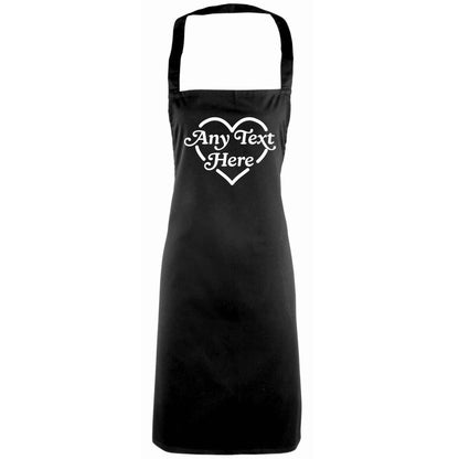 Any text inside heart adults black apron