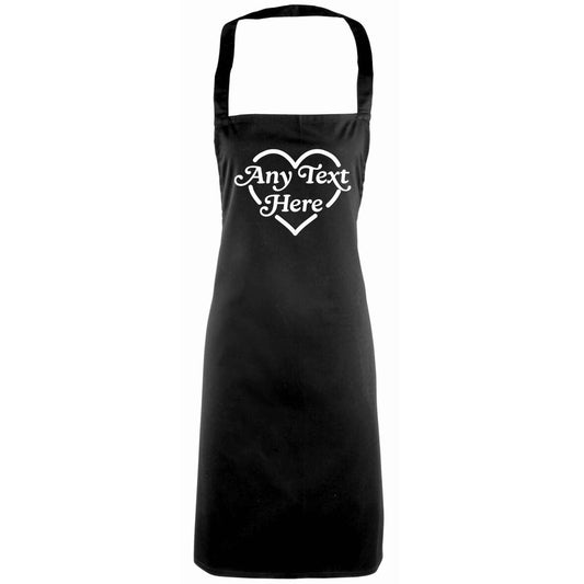 Any text inside heart adults black apron