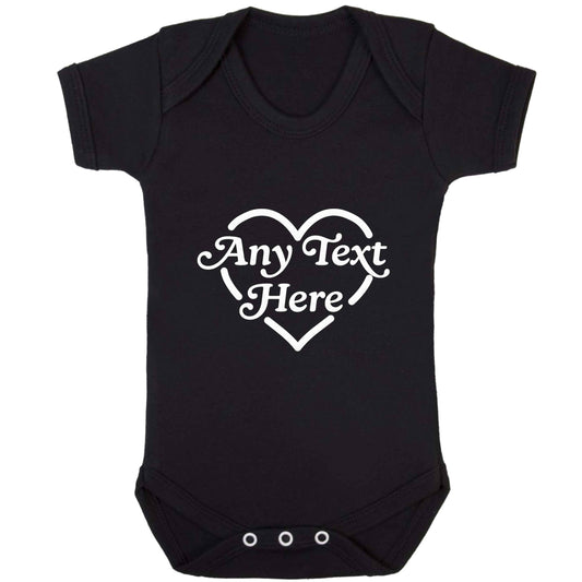 Any text inside heart baby bodysuit black 18-24 months