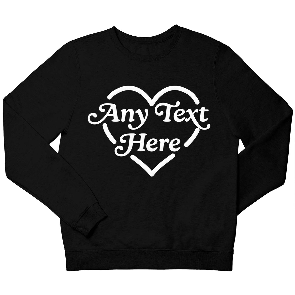 Any text inside heart children's black sweater 12-13 Years