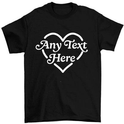Any text inside heart Children's black Tshirt 12-13 Years