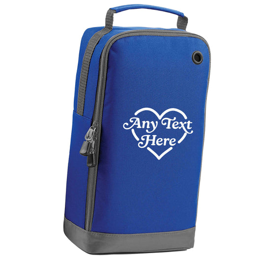 Any text inside heart blue sports shoe bag vertical print