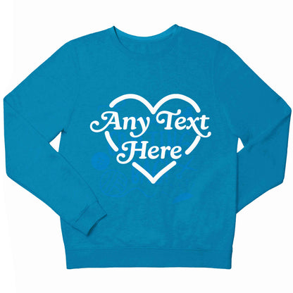 Any text inside heart children's blue sweater 12-13 Years