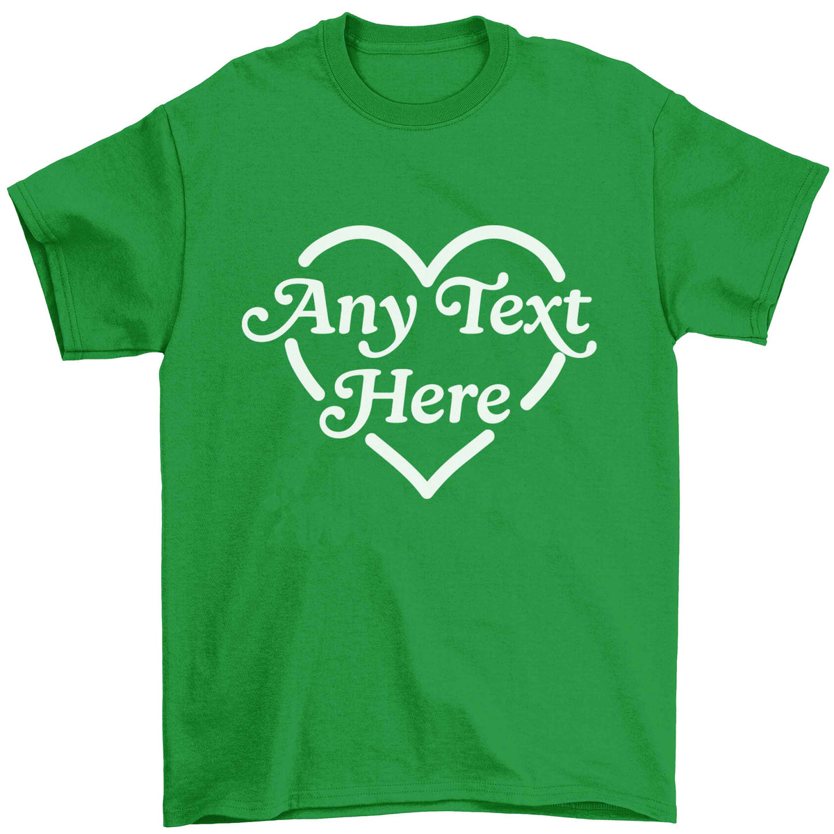 Any text inside heart Children's green Tshirt 12-13 Years