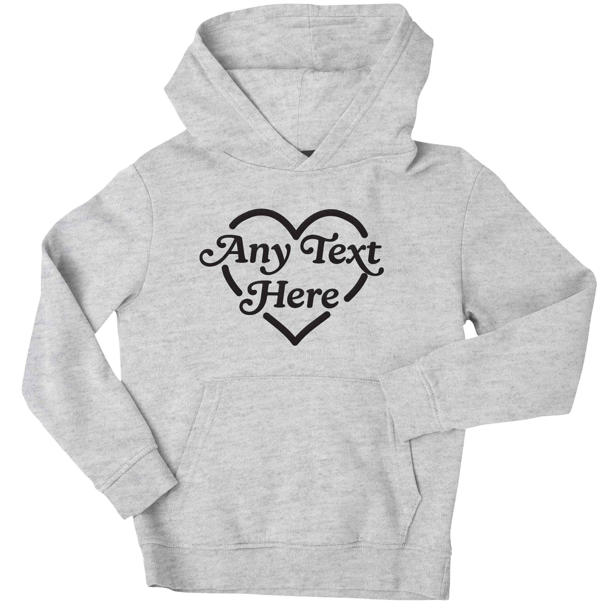Any text inside heart children's grey hoodie 12-13 Years