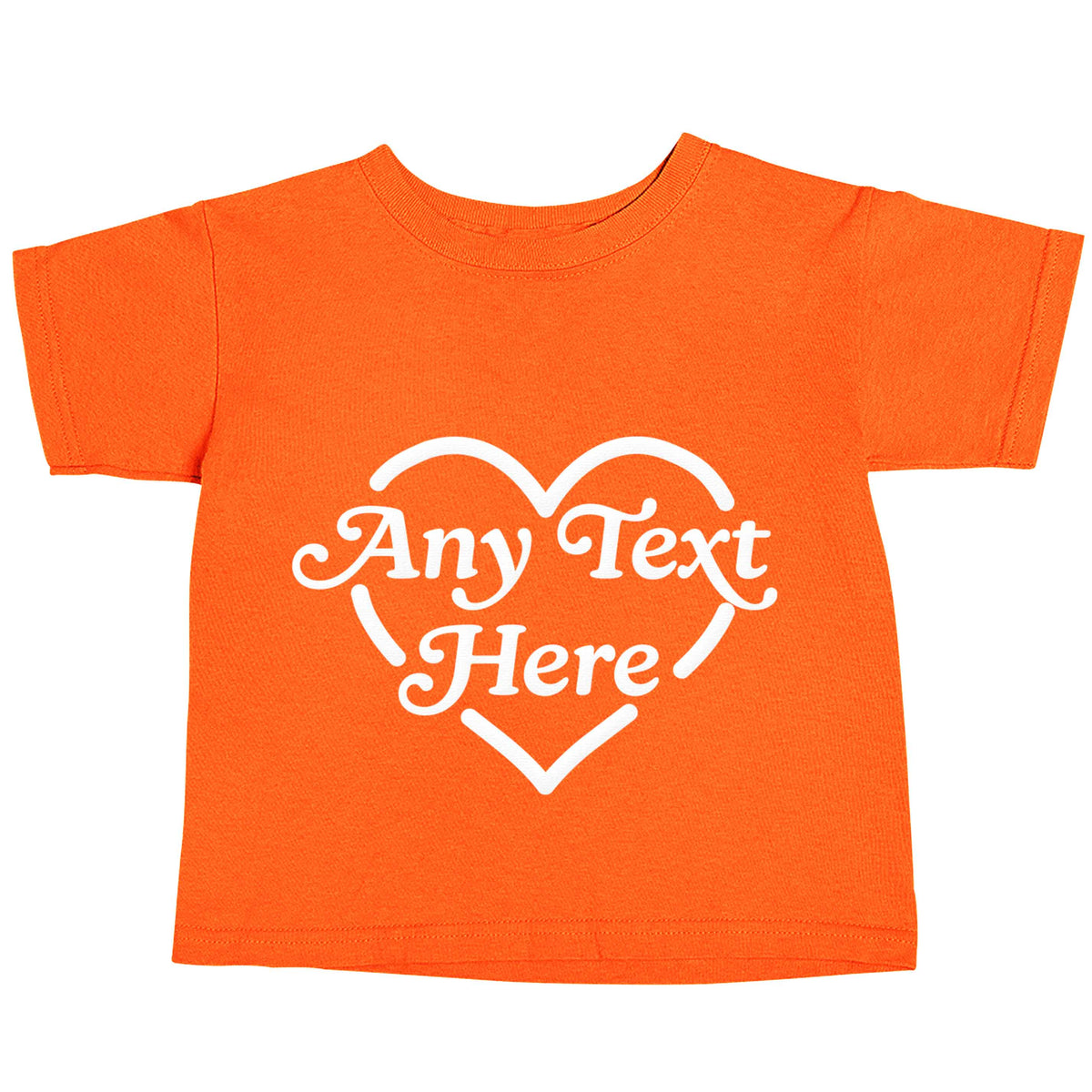 Any text inside heart orange baby toddler Tshirt 2 Years