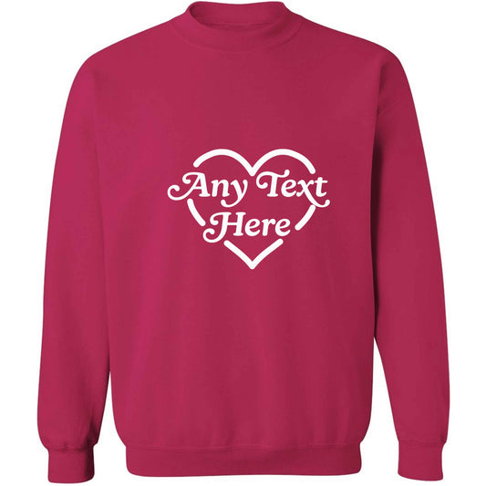 Any text inside heart adult's unisex pink sweater 2XL