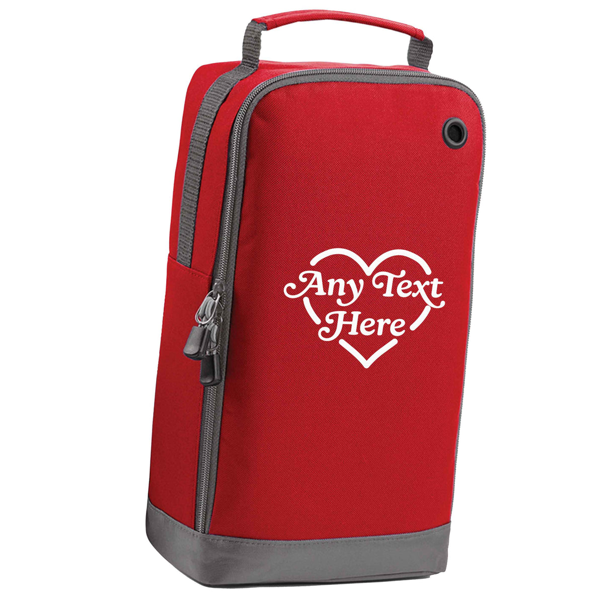 Any text inside heart red sports shoe bag horizontal print