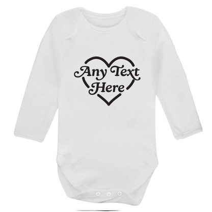 Any text inside heart baby bodysuit long sleeved white 6-12 months