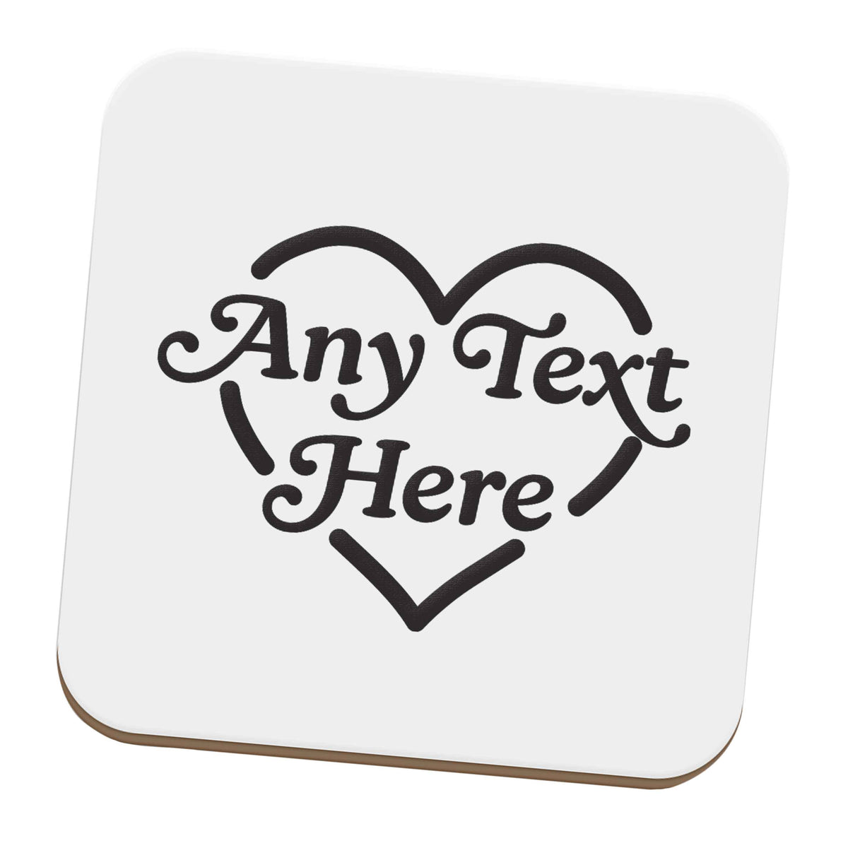 Any text inside heart set of four coasters